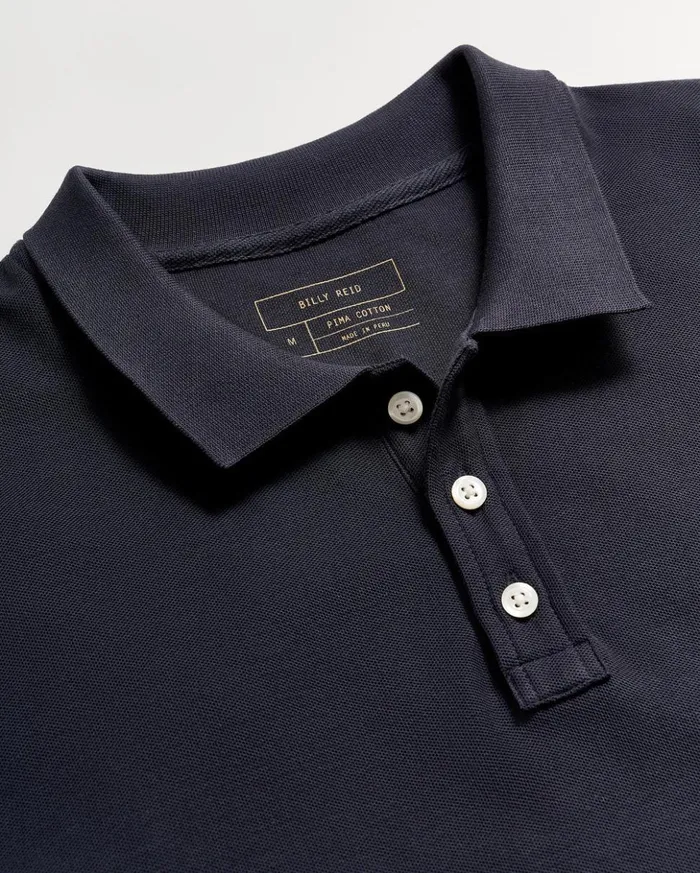 Polos Tees and Henleys Men Billy Reid Pique Polo Navy
