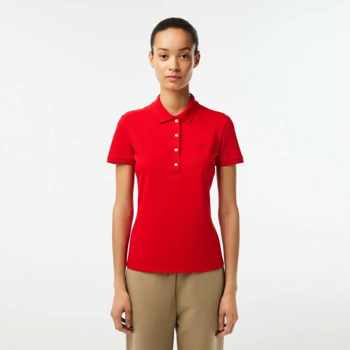 Polos Women Lacoste Women039s L12D Slim Fit Stretch Mini Piqu Polo Red 240