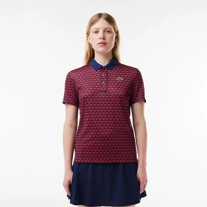 Polos Women Lacoste Women039s UltraDry Patterneded Golf Polo Blue Bordeaux Red Ikl Polos Women Lacoste Women039s UltraDry Patterneded Golf Polo Blue Bordeaux Red Ikl
