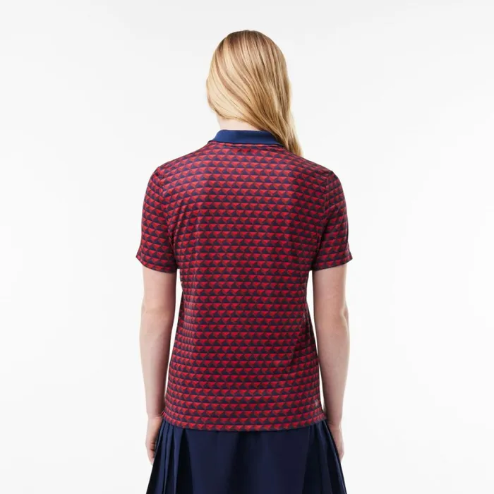 Polos Women Lacoste Women039s UltraDry Patterneded Golf Polo Blue Bordeaux Red Ikl