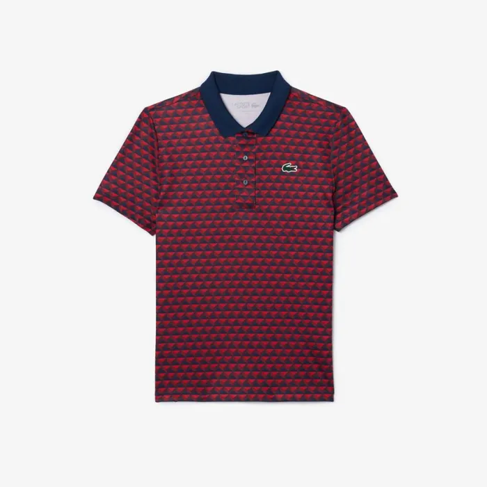 Polos Women Lacoste Women039s UltraDry Patterneded Golf Polo Blue Bordeaux Red Ikl