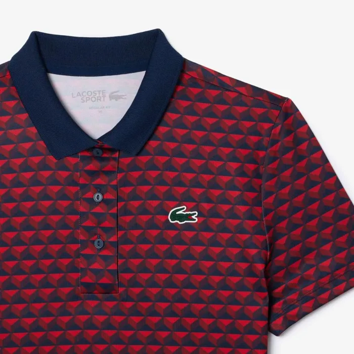 Polos Women Lacoste Women039s UltraDry Patterneded Golf Polo Blue Bordeaux Red Ikl