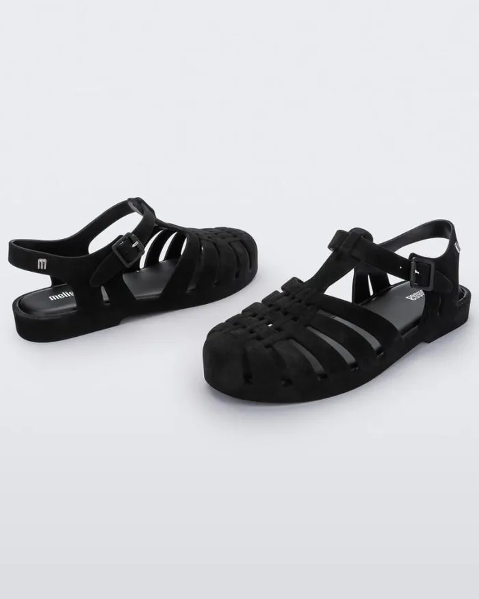 Possession Velvet Black Flocked Women Melissa Sandals