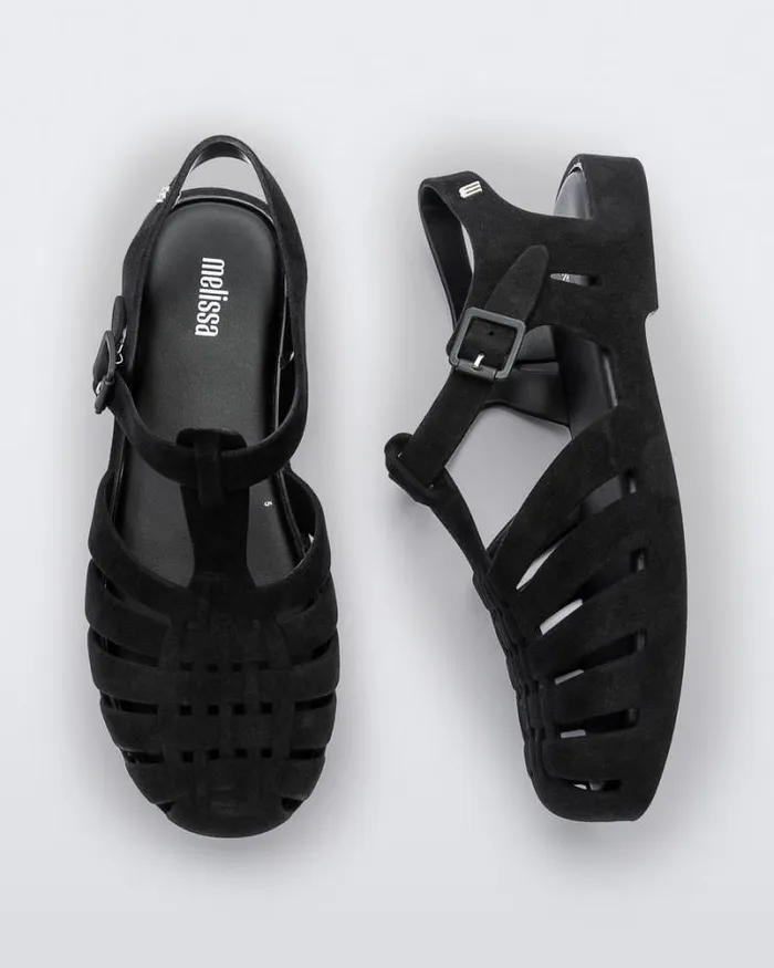 Possession Velvet Black Flocked Women Melissa Sandals