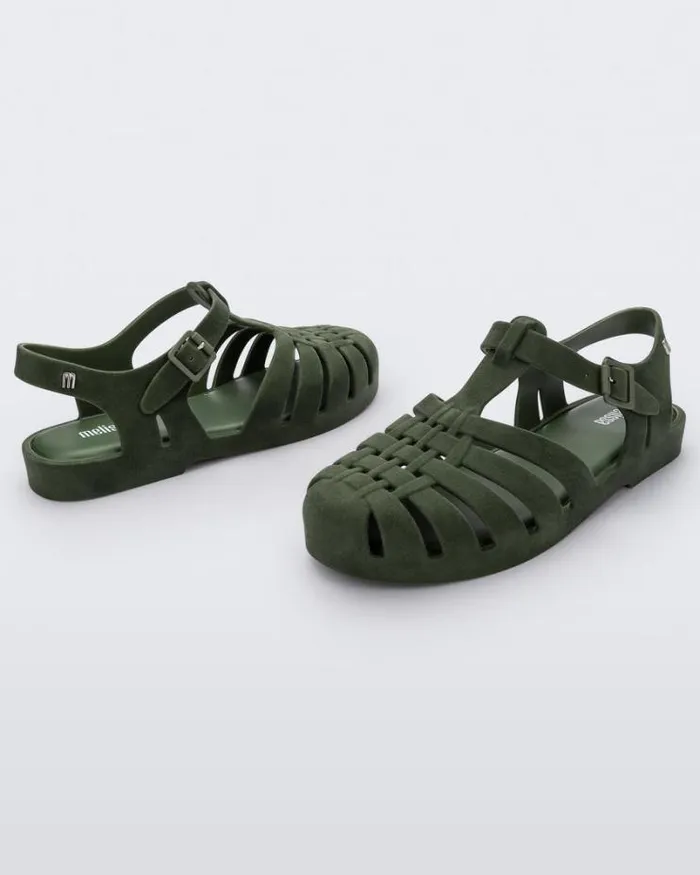 Possession Velvet Green Flocked Women Melissa Sandals