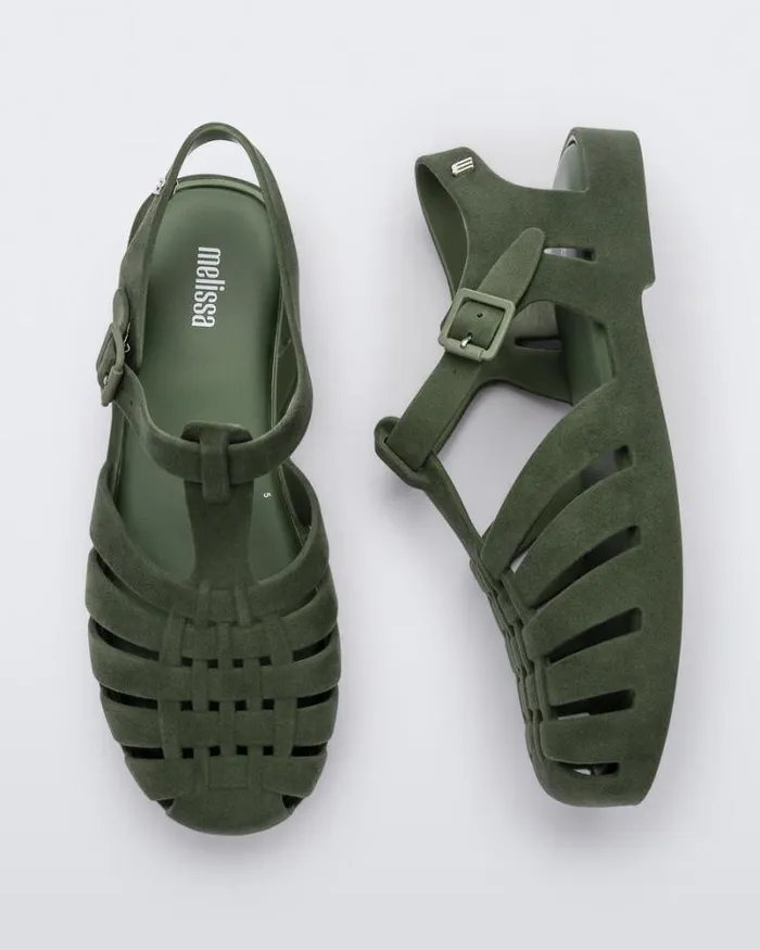 Possession Velvet Green Flocked Women Melissa Sandals