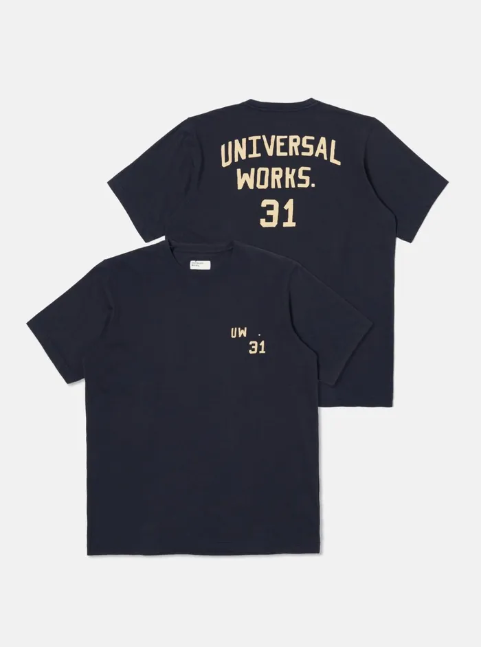 Print Tee In Navy Single Jersey UW31 Men Universal Works Tees