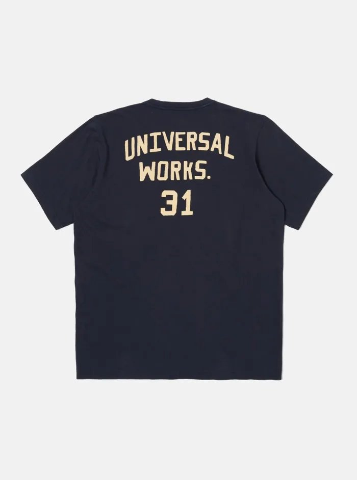 Print Tee In Navy Single Jersey UW31 Men Universal Works Tees