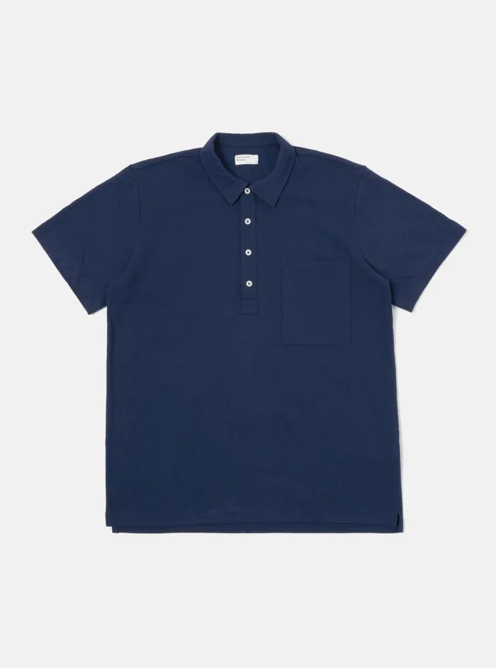 Pullover SS Shirt In Navy Recycled Wool Mix Men Universal Works Tees
