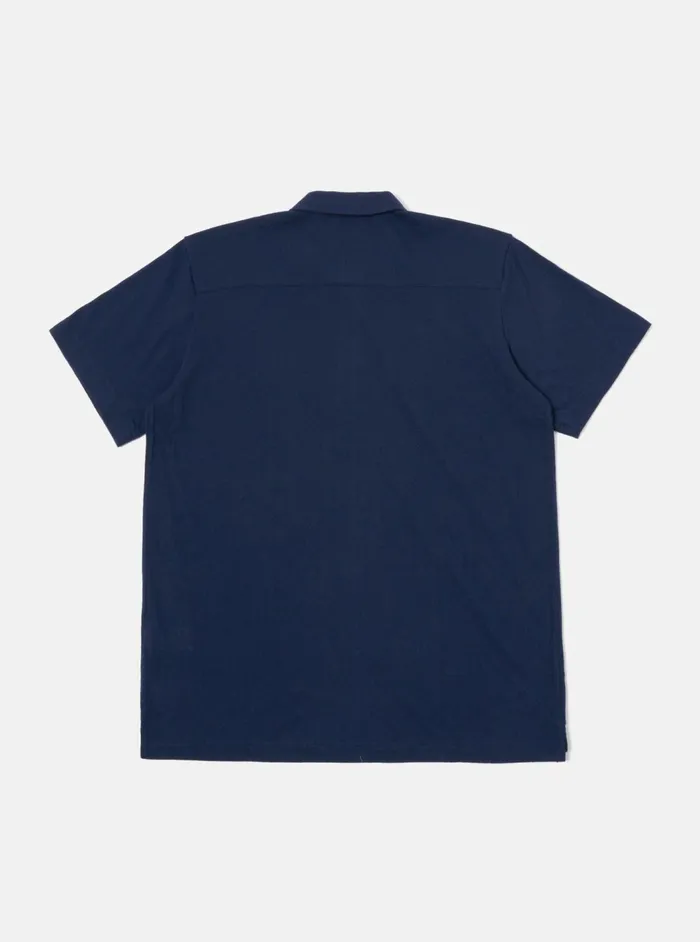 Pullover SS Shirt In Navy Recycled Wool Mix Men Universal Works Tees