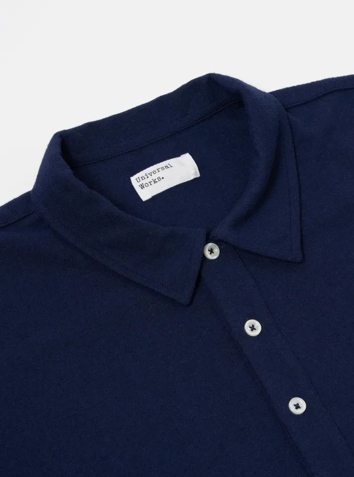 Pullover SS Shirt In Navy Recycled Wool Mix Men Universal Works Tees
