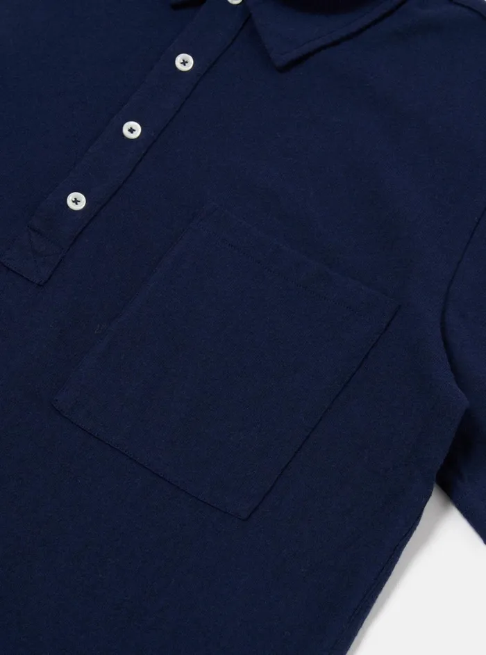 Pullover SS Shirt In Navy Recycled Wool Mix Men Universal Works Tees