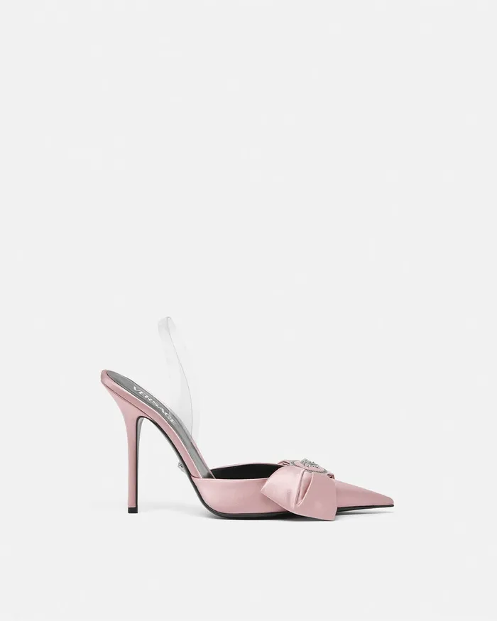 Pumps and Slingbacks Women Versace Alia Satin Slingback Pumps 110 Mm Light Pink