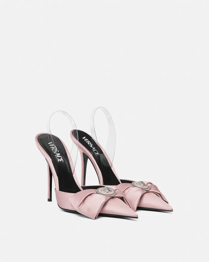 Pumps and Slingbacks Women Versace Alia Satin Slingback Pumps 110 Mm Light Pink