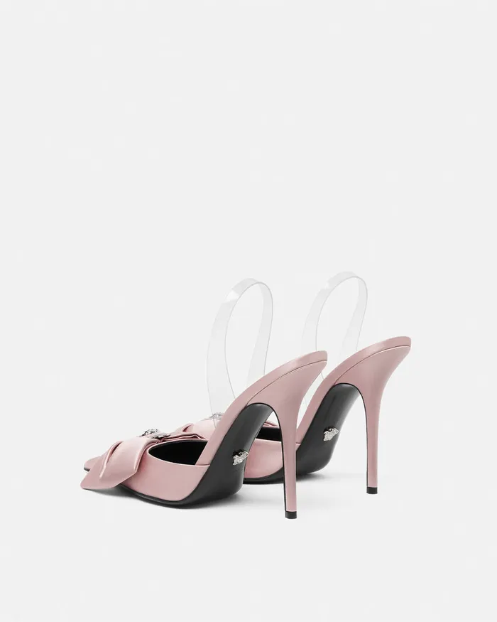 Pumps and Slingbacks Women Versace Alia Satin Slingback Pumps 110 Mm Light Pink