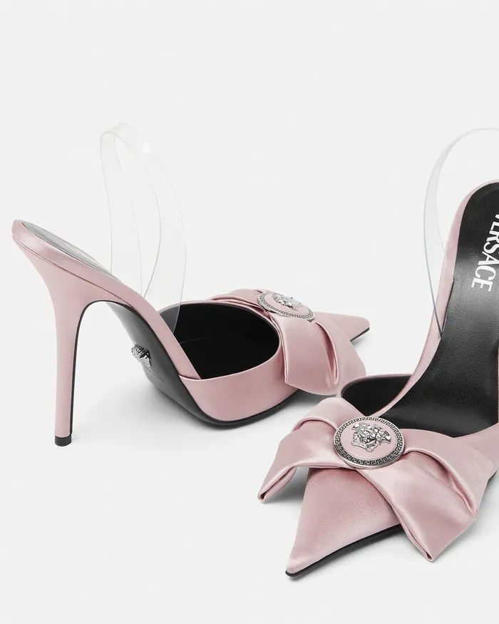 Pumps and Slingbacks Women Versace Alia Satin Slingback Pumps 110 Mm Light Pink