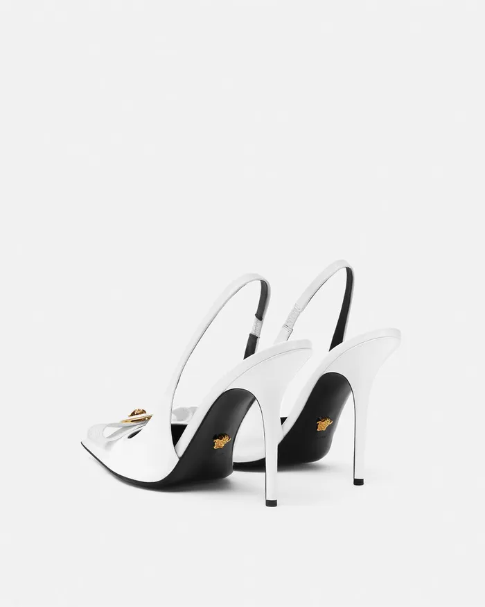 Pumps and Slingbacks Women Versace Gianni Ribbon Slingback Pumps 110 Mm White