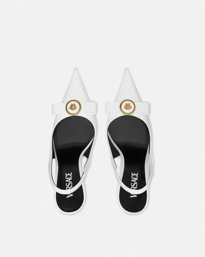 Pumps and Slingbacks Women Versace Gianni Ribbon Slingback Pumps 110 Mm White