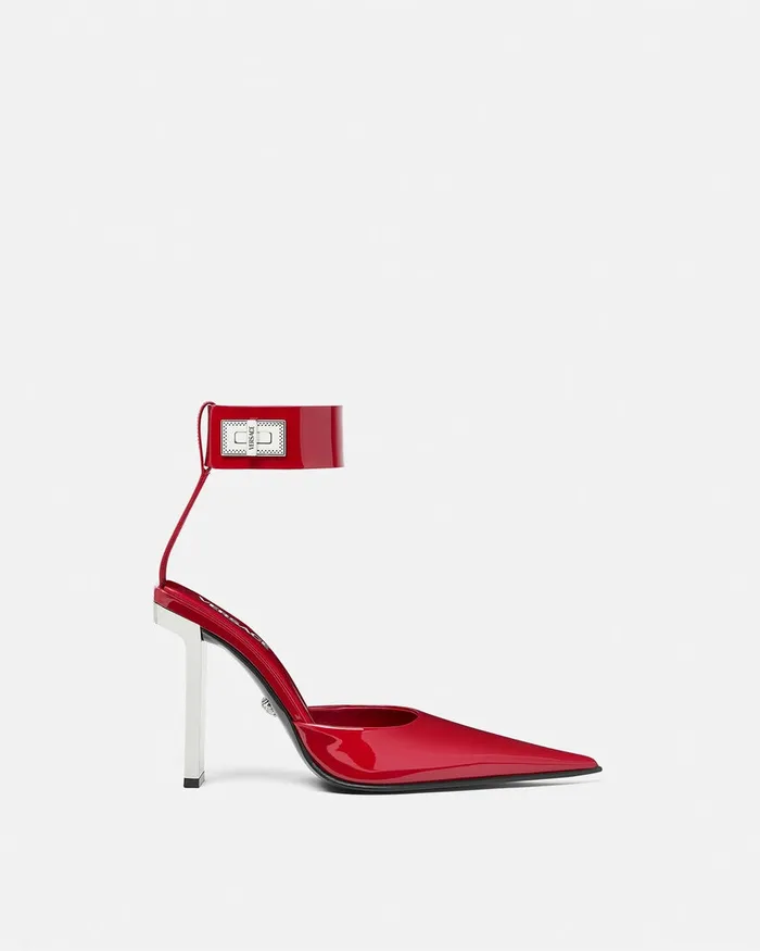Pumps and Slingbacks Women Versace Slice Patent Slingback Pumps 105 Mm Red