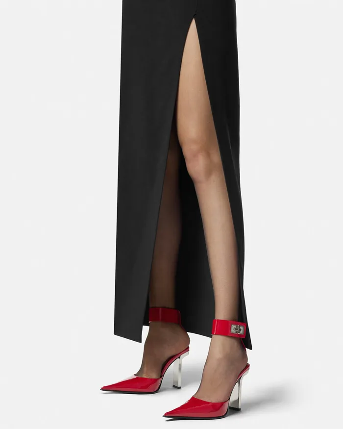 Pumps and Slingbacks Women Versace Slice Patent Slingback Pumps 105 Mm Red