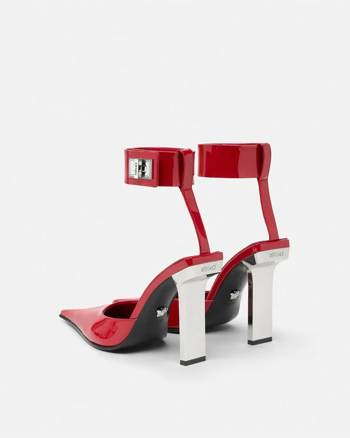 Pumps and Slingbacks Women Versace Slice Patent Slingback Pumps 105 Mm Red