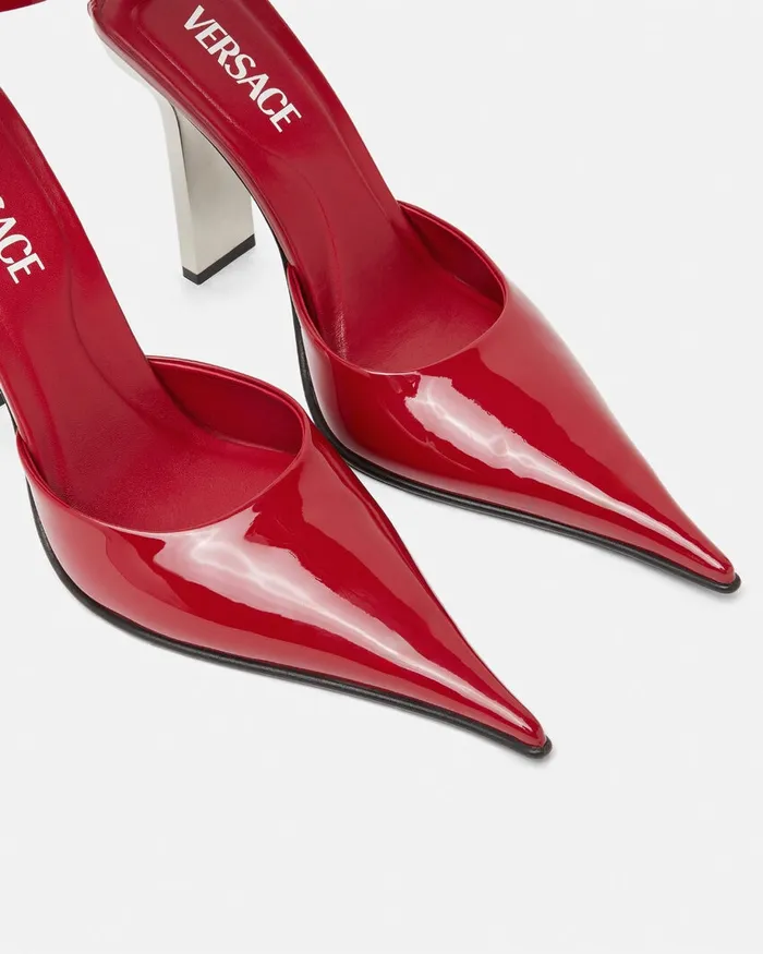 Pumps and Slingbacks Women Versace Slice Patent Slingback Pumps 105 Mm Red