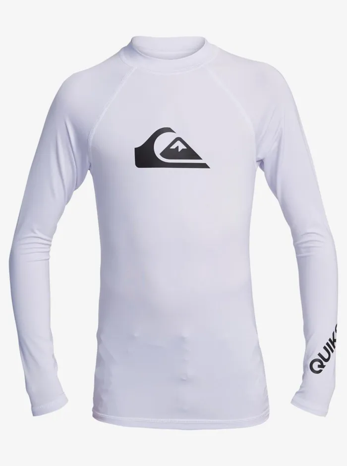 Quiksilver 816 All Time Long Sleeve UPF 50 Rashguard White Boys Rashguards