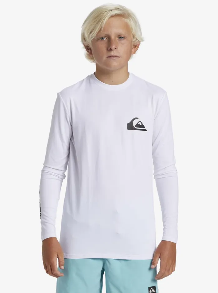 Quiksilver 816 Everyday Long Sleeve Surf Tee White Boys Rashguards Quiksilver 816 Everyday Long Sleeve Surf Tee White Boys Rashguards