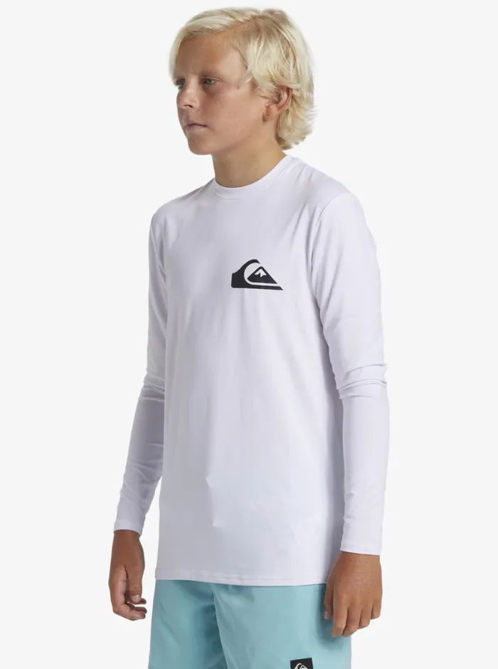 Quiksilver 816 Everyday Long Sleeve Surf Tee White Boys Rashguards Quiksilver 816 Everyday Long Sleeve Surf Tee White Boys Rashguards