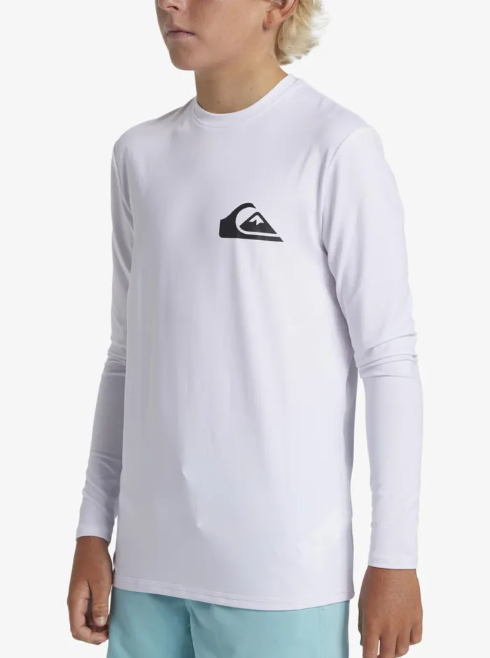 Quiksilver 816 Everyday Long Sleeve Surf Tee White Boys Rashguards Quiksilver 816 Everyday Long Sleeve Surf Tee White Boys Rashguards