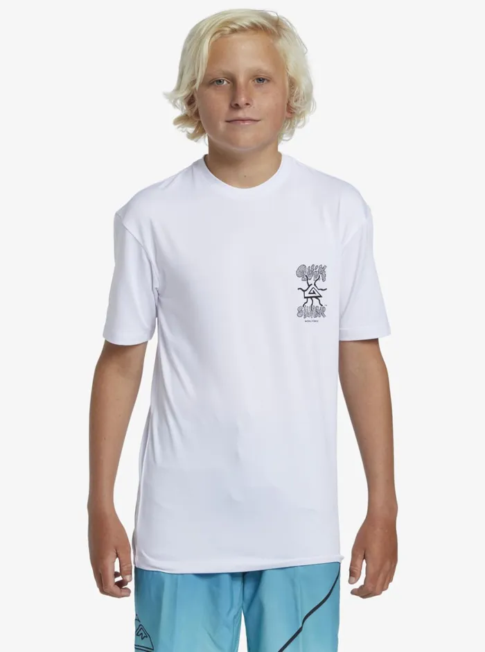 Quiksilver 816 Mix Session UPF 50 Short Sleeve Surf Tee White Boys Rashguards Quiksilver 816 Mix Session UPF 50 Short Sleeve Surf Tee White Boys Rashguards