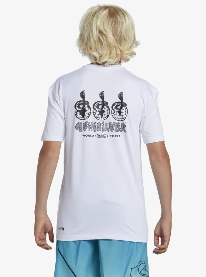 Quiksilver 816 Mix Session UPF 50 Short Sleeve Surf Tee White Boys Rashguards Quiksilver 816 Mix Session UPF 50 Short Sleeve Surf Tee White Boys Rashguards
