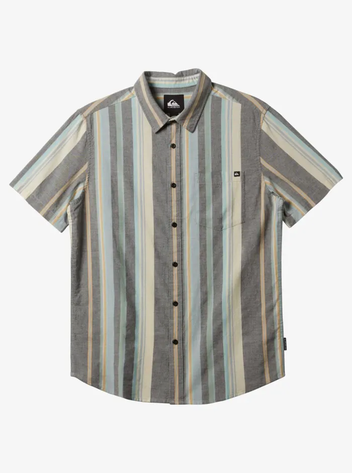 Quiksilver 816 Oxford Stripe Classic Short Sleeve Woven Shirt Black Oxford Stripe Ss Boys Shirts