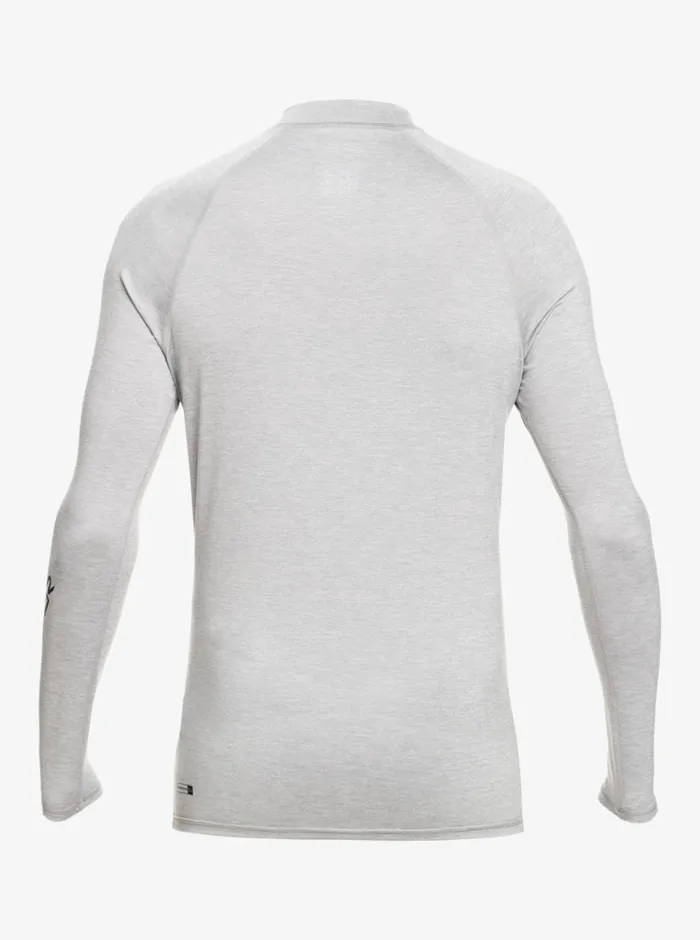 Quiksilver All Time Long Sleeve UPF 50 Rashguard Sleet Heather Mens Rashguards Quiksilver All Time Long Sleeve UPF 50 Rashguard Sleet Heather Mens Rashguards