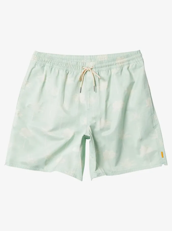 Quiksilver Cliffside 17034 Elastic Waist Shorts Subtle Green Amazed Palm MensWaterman Elastic Waist