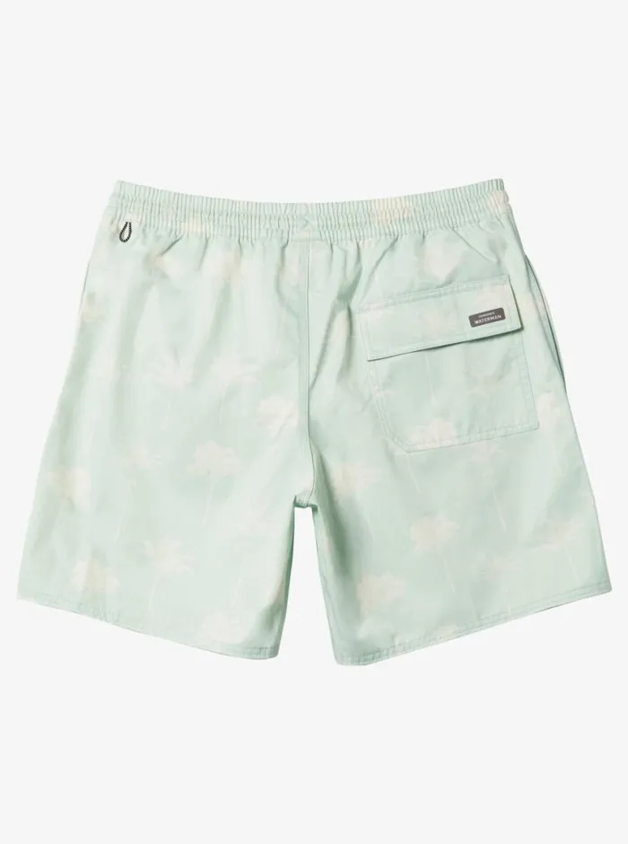 Quiksilver Cliffside 17034 Elastic Waist Shorts Subtle Green Amazed Palm MensWaterman Elastic Waist Quiksilver Cliffside 17034 Elastic Waist Shorts Subtle Green Amazed Palm MensWaterman Elastic Waist