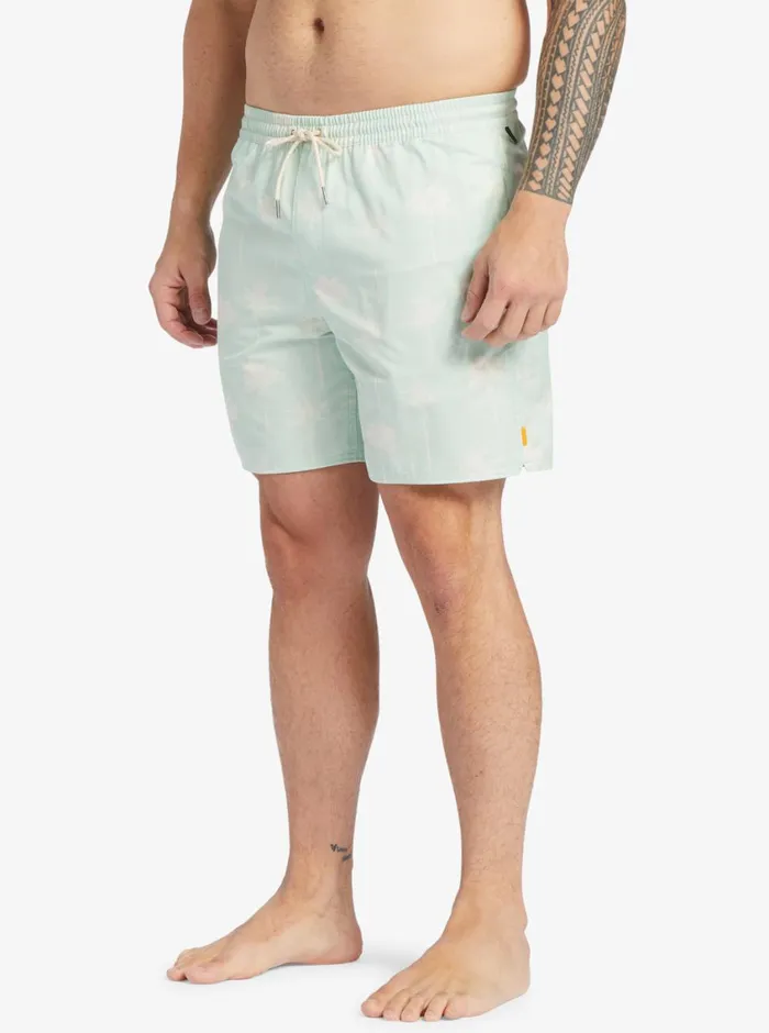 Quiksilver Cliffside 17034 Elastic Waist Shorts Subtle Green Amazed Palm MensWaterman Elastic Waist Quiksilver Cliffside 17034 Elastic Waist Shorts Subtle Green Amazed Palm MensWaterman Elastic Waist
