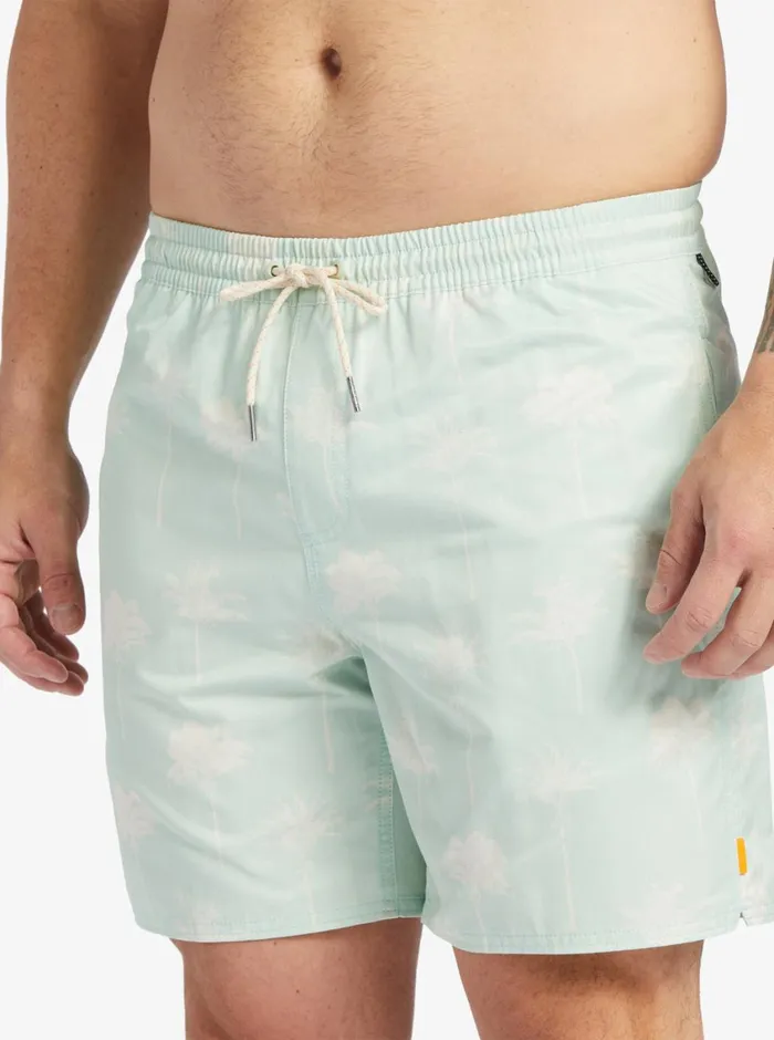 Quiksilver Cliffside 17034 Elastic Waist Shorts Subtle Green Amazed Palm MensWaterman Elastic Waist Quiksilver Cliffside 17034 Elastic Waist Shorts Subtle Green Amazed Palm MensWaterman Elastic Waist