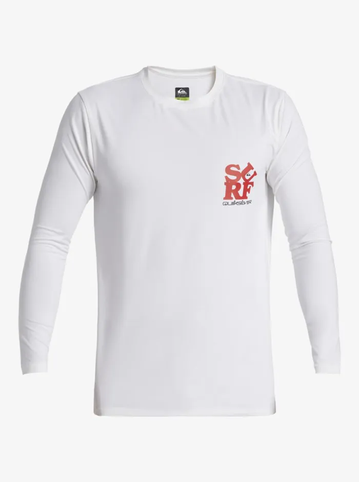 Quiksilver Everyday Long Sleeve Surf Tee Whiteblack Mens Rashguards
