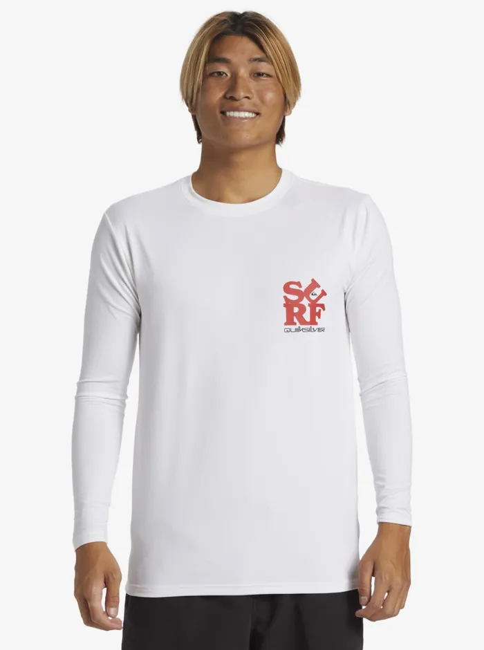 Quiksilver Everyday Long Sleeve Surf Tee Whiteblack Mens Rashguards Quiksilver Everyday Long Sleeve Surf Tee Whiteblack Mens Rashguards