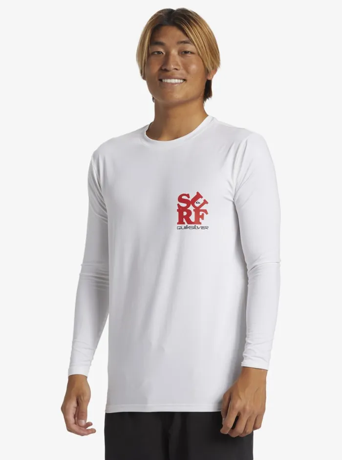 Quiksilver Everyday Long Sleeve Surf Tee Whiteblack Mens Rashguards Quiksilver Everyday Long Sleeve Surf Tee Whiteblack Mens Rashguards
