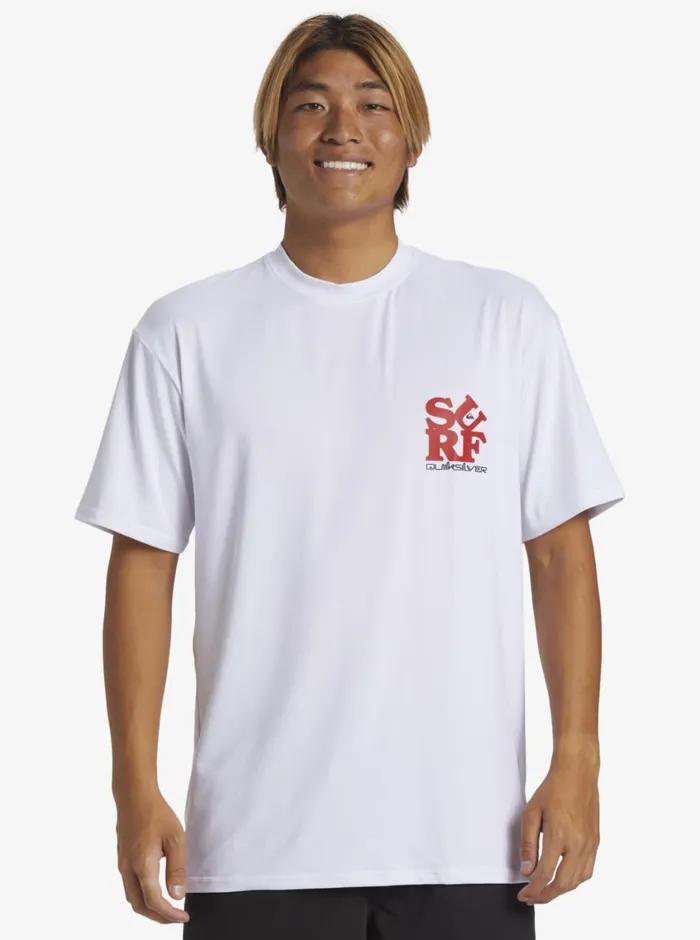 Quiksilver Everyday Surf Tee Whiteblack Mens Rashguards Quiksilver Everyday Surf Tee Whiteblack Mens Rashguards