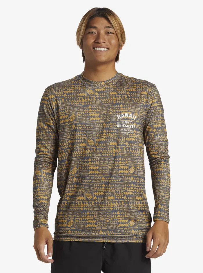 Quiksilver Hawaii Multiply Long Sleeve Surf Tee Iron Gate Mens Rashguards Quiksilver Hawaii Multiply Long Sleeve Surf Tee Iron Gate Mens Rashguards