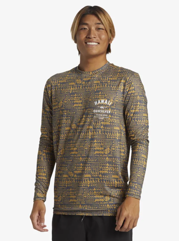Quiksilver Hawaii Multiply Long Sleeve Surf Tee Iron Gate Mens Rashguards Quiksilver Hawaii Multiply Long Sleeve Surf Tee Iron Gate Mens Rashguards