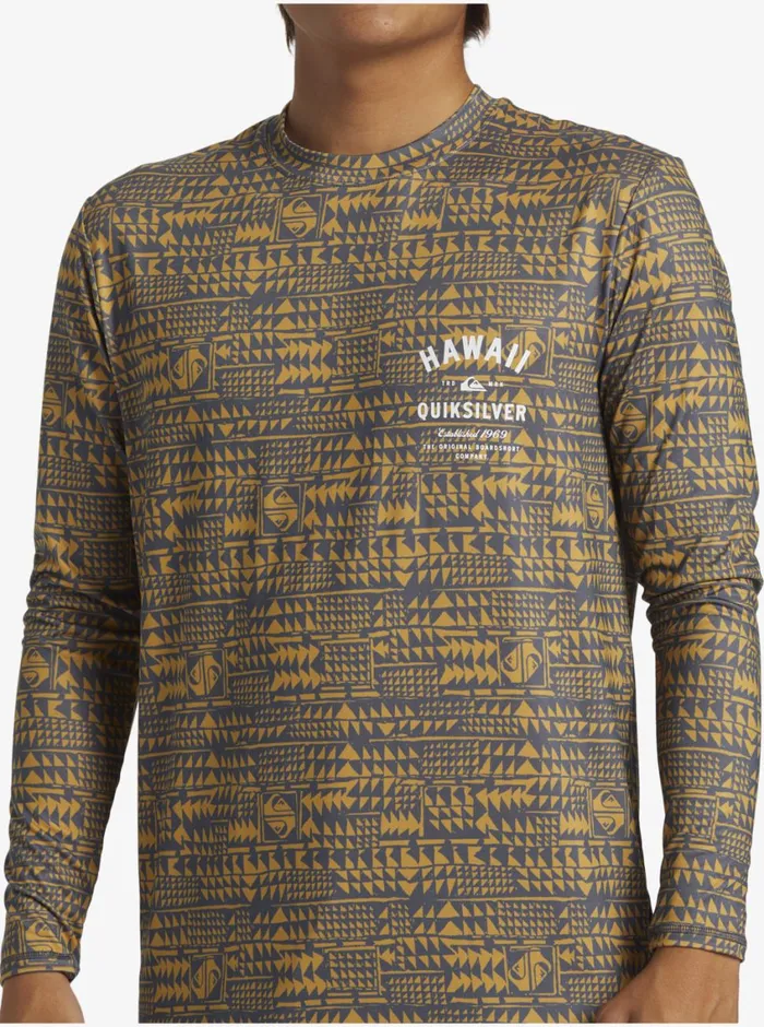 Quiksilver Hawaii Multiply Long Sleeve Surf Tee Iron Gate Mens Rashguards Quiksilver Hawaii Multiply Long Sleeve Surf Tee Iron Gate Mens Rashguards