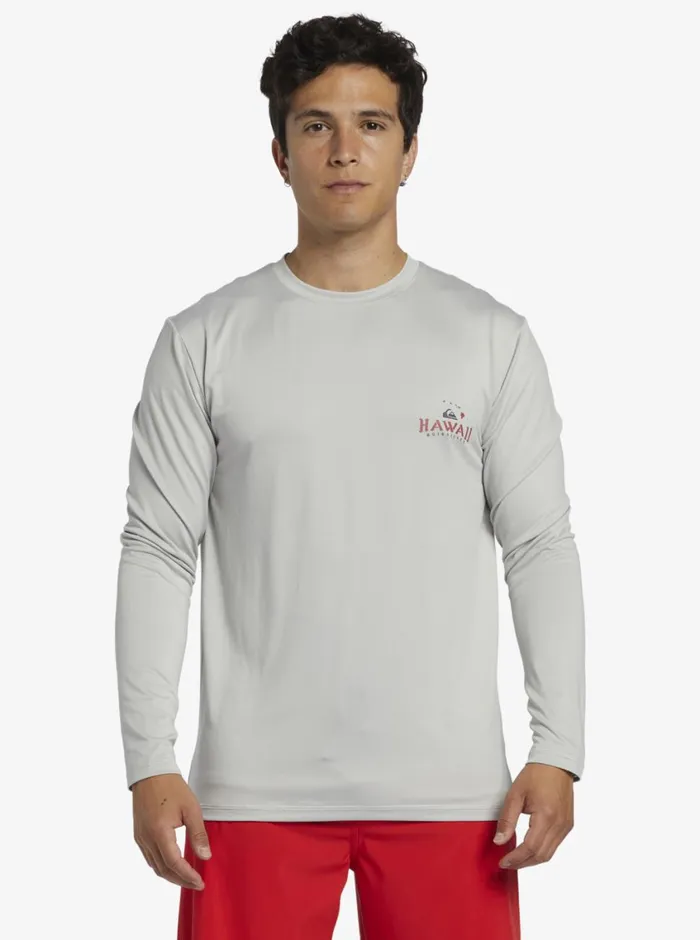 Quiksilver Hi Royalty Surf Long Sleeve UPF 50 Surf TShirt Grey Violet Mens Rashguards