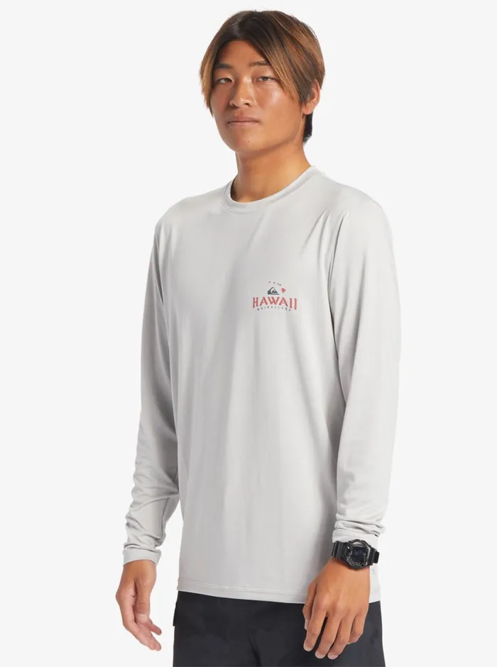 Quiksilver Hi Royalty Surf Long Sleeve UPF 50 Surf TShirt Grey Violet Mens Rashguards