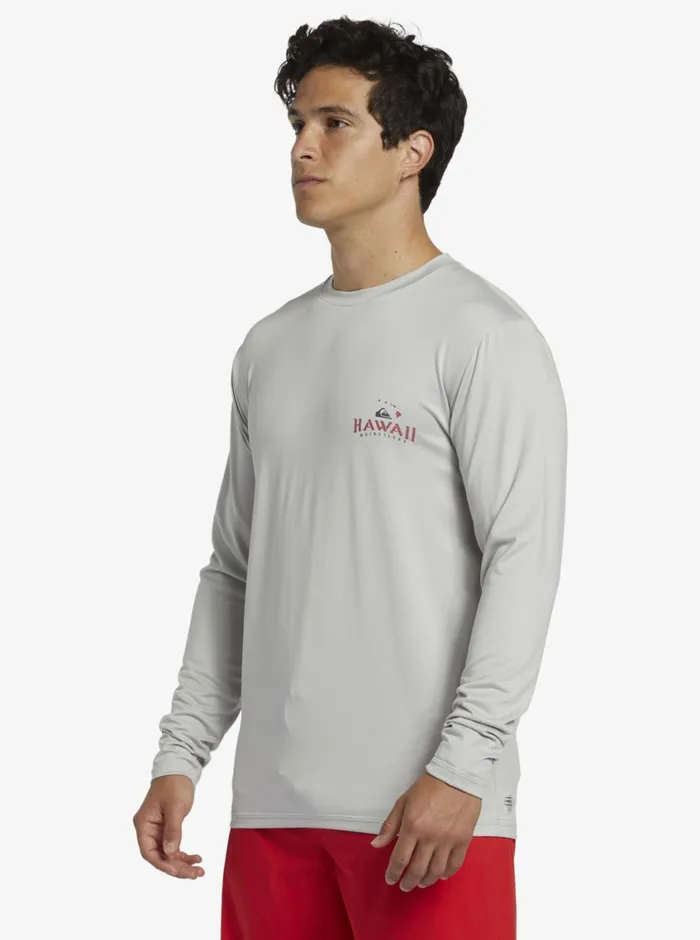 Quiksilver Hi Royalty Surf Long Sleeve UPF 50 Surf TShirt Grey Violet Mens Rashguards