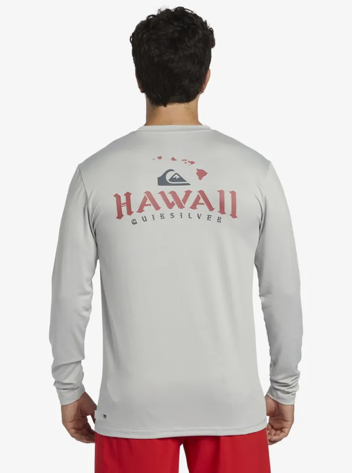 Quiksilver Hi Royalty Surf Long Sleeve UPF 50 Surf TShirt Grey Violet Mens Rashguards