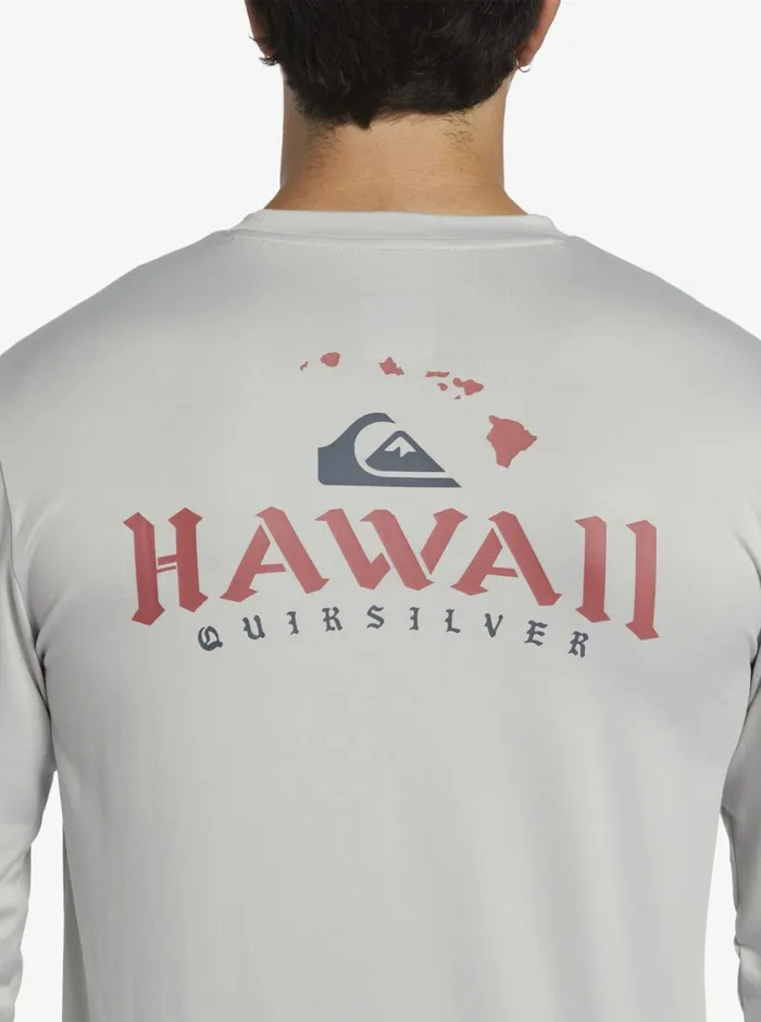 Quiksilver Hi Royalty Surf Long Sleeve UPF 50 Surf TShirt Grey Violet Mens Rashguards
